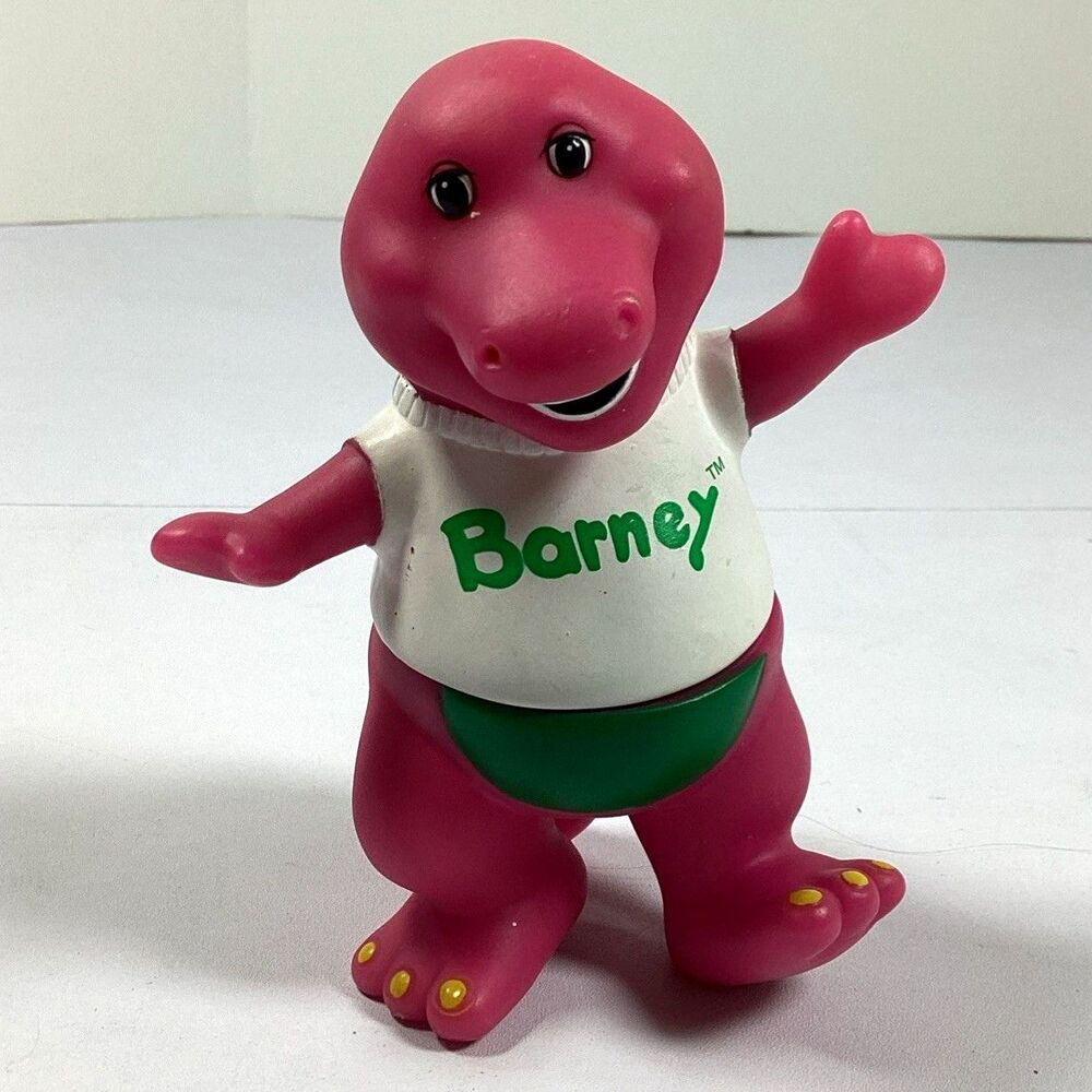 Fun Time Barney Purple Dinosaur 5” Plastic Vinyl Toy Figure Lyons Group Vtg